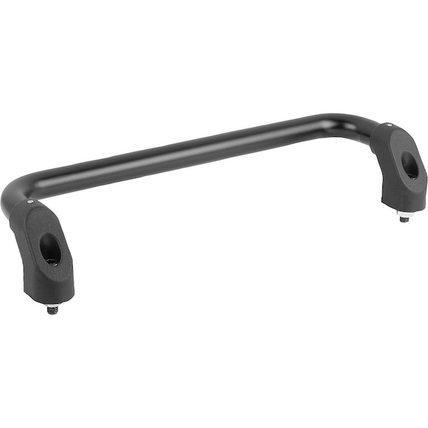 Tubular Handle Angled A=350, L=380, H=55, 5, Aluminum Black Anodized Comp: Plastic, Black, D=M08X30